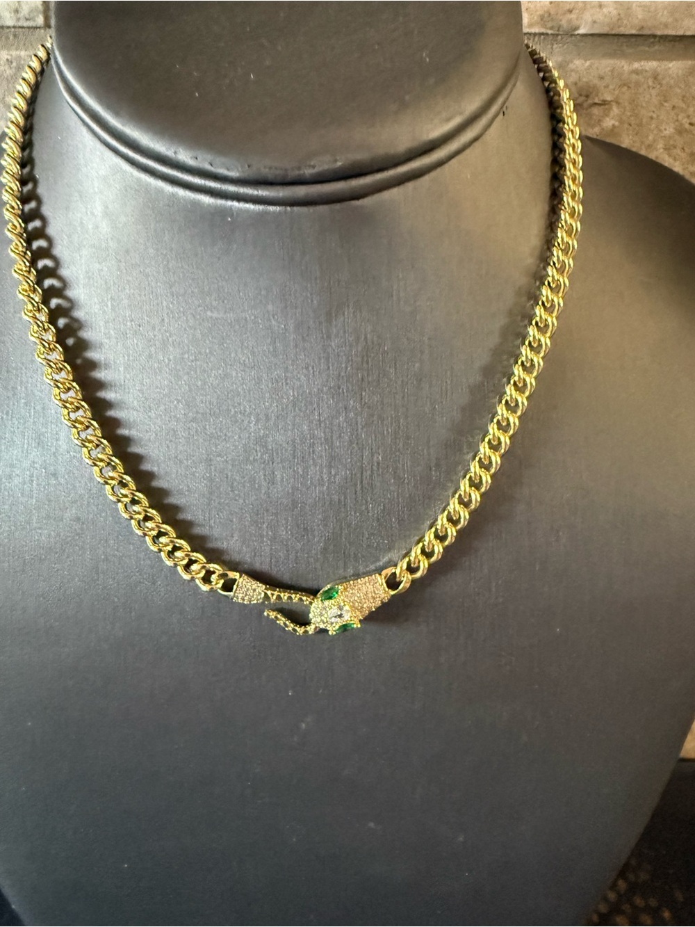Freida Rothman Gold Snake Head Chain Necklace 16 in